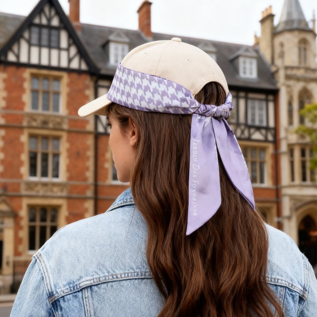 Secret Violet Garden Houndstooth Twilly Silky Scarf (105cm)