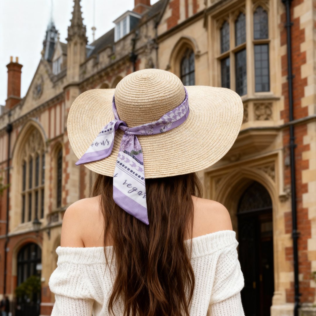 Secret Violet Garden Houndstooth Twilly Silky Scarf (105cm)