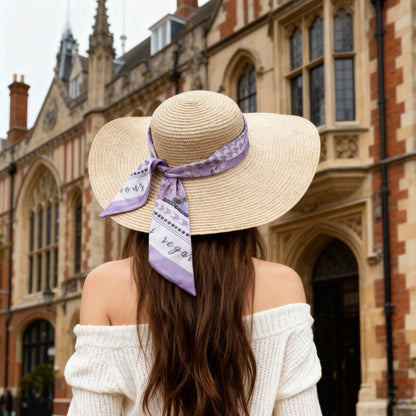 Secret Violet Garden Houndstooth Twilly Silky Scarf (105cm)