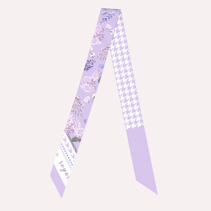 Secret Violet Garden Houndstooth Twilly Silky Scarf (105cm)