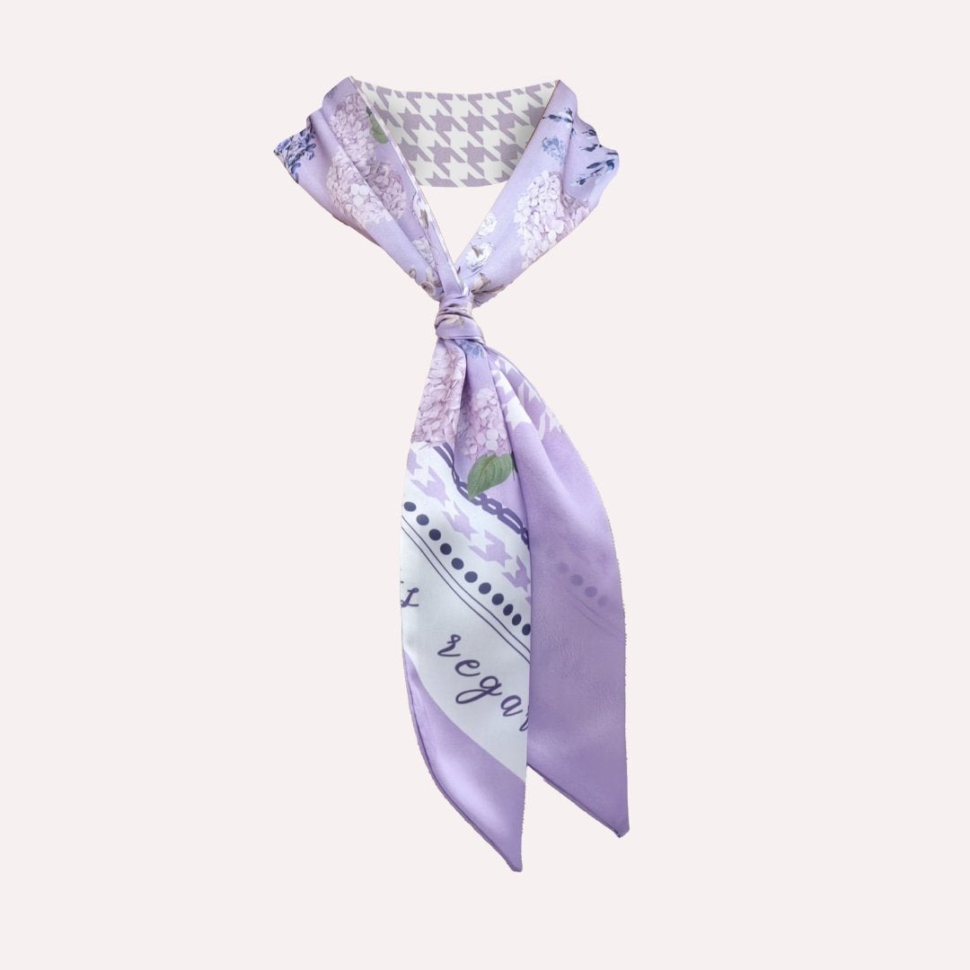 Secret Violet Garden Houndstooth Twilly Silky Scarf (105cm)