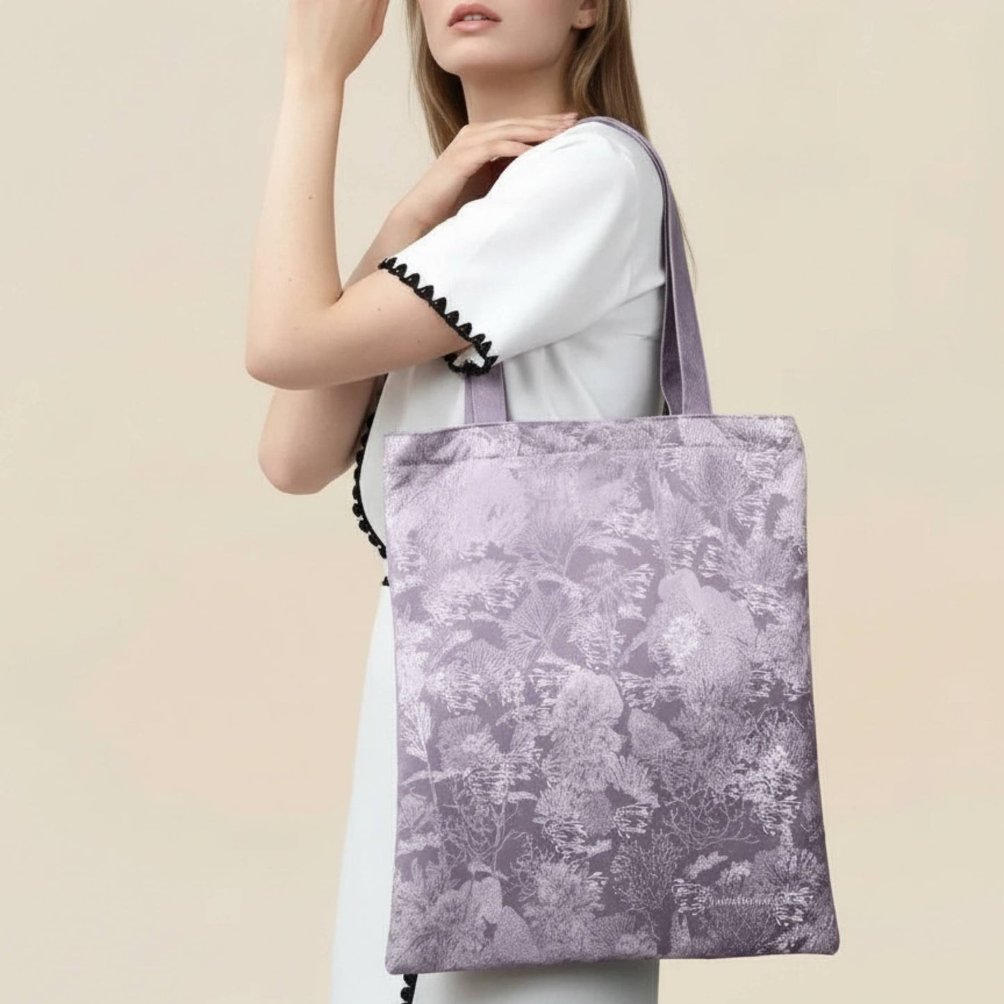 Toile De Jouy Pinkish Gray Tote Bag