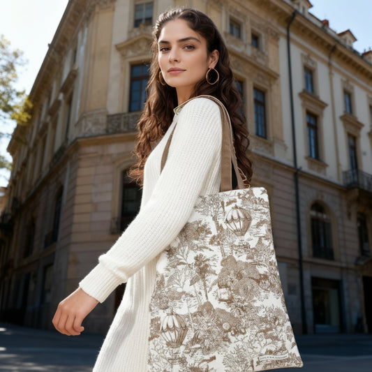 Toile De Jouy Cedar Brown Tote Bag