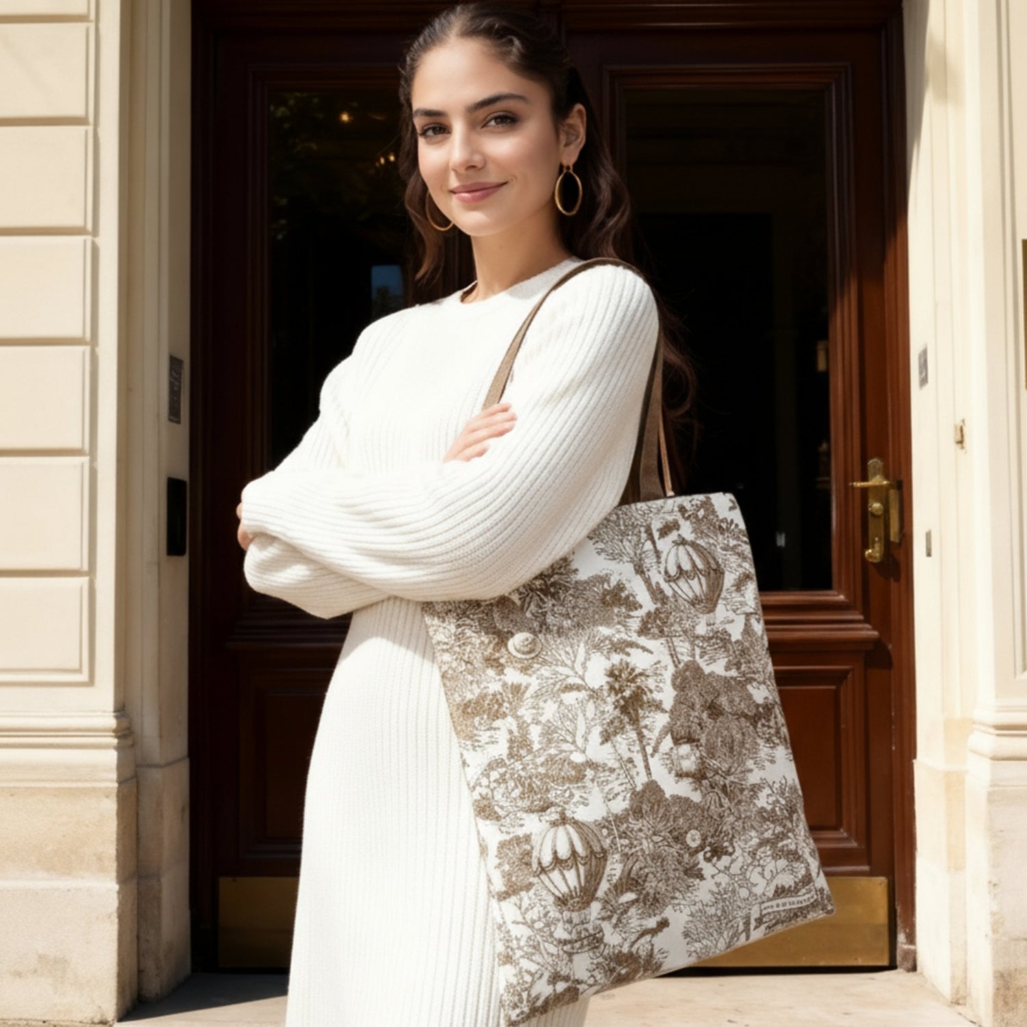 Toile De Jouy Cedar Brown Tote Bag