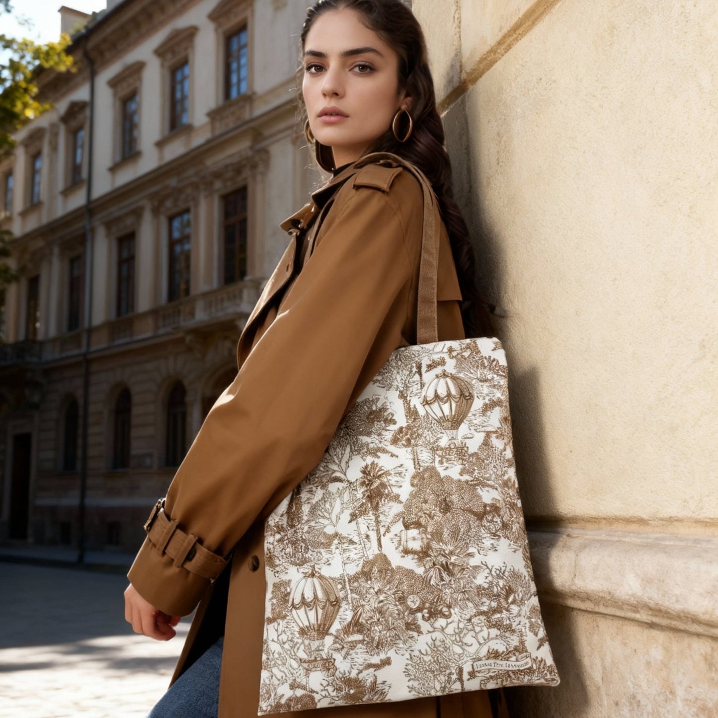 Toile De Jouy Cedar Brown Tote Bag