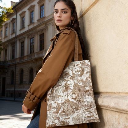 Toile De Jouy Cedar Brown Tote Bag