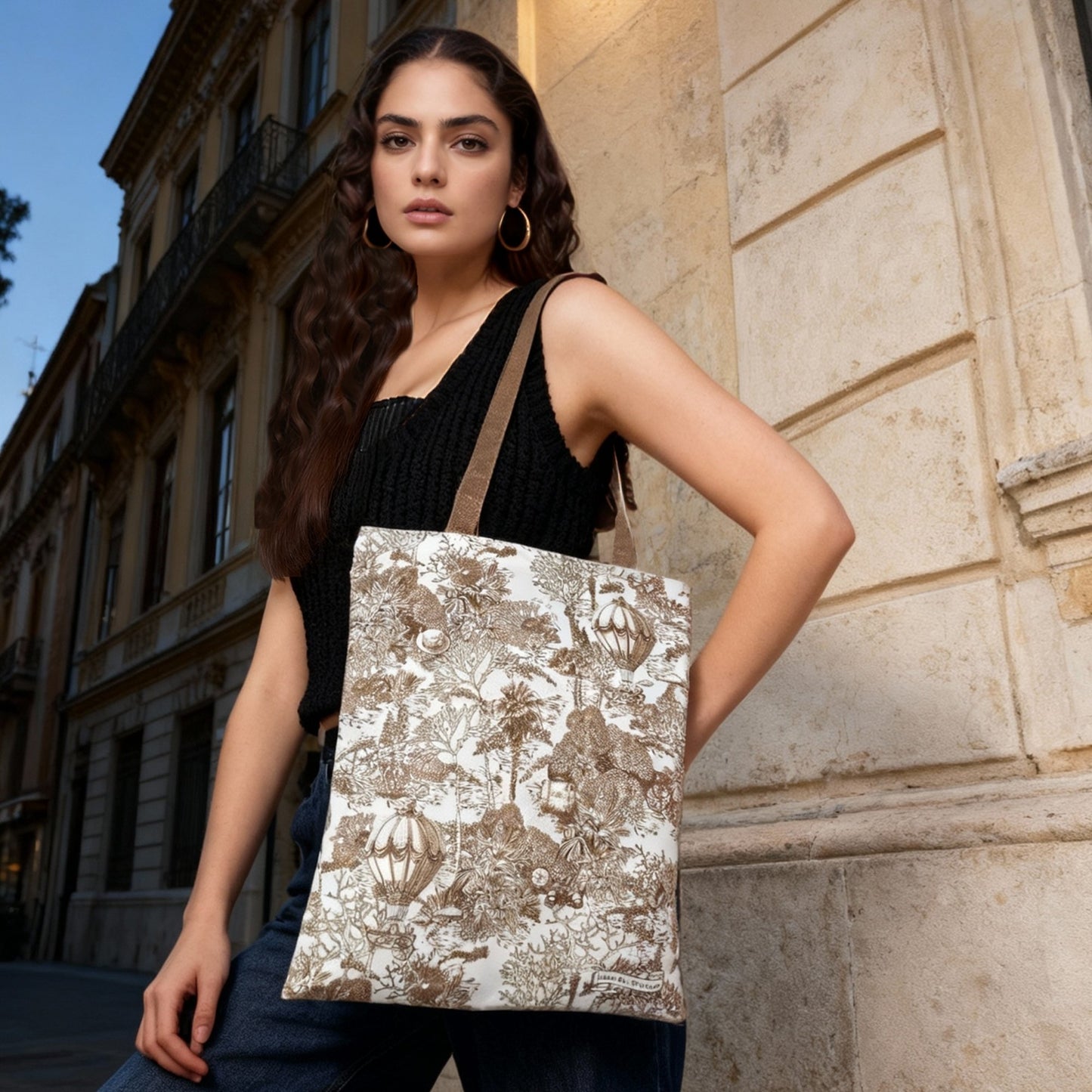 Toile De Jouy Cedar Brown Tote Bag