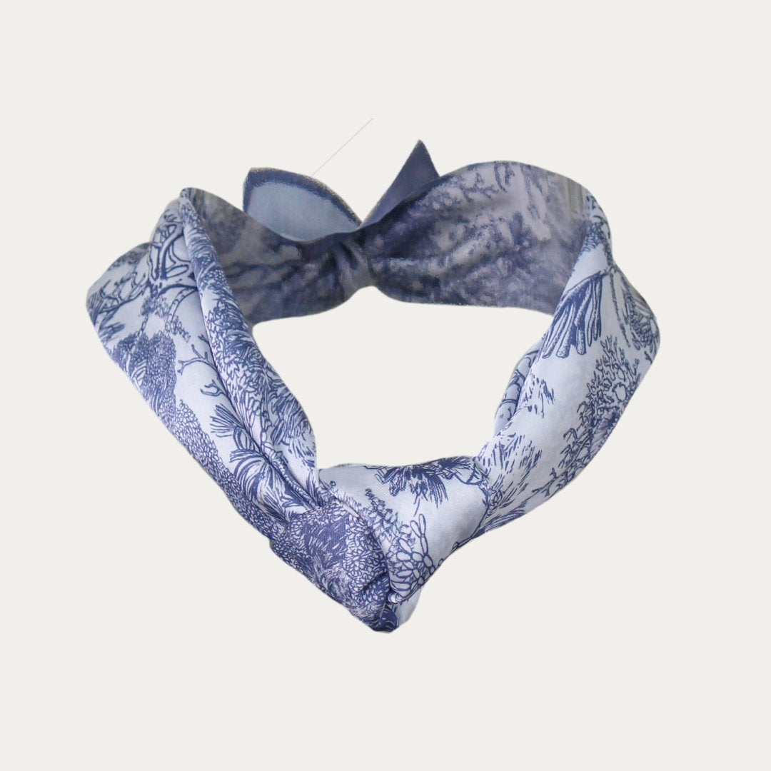 Toile De Jouy Dusty Blue Silky Scarf (60cm)