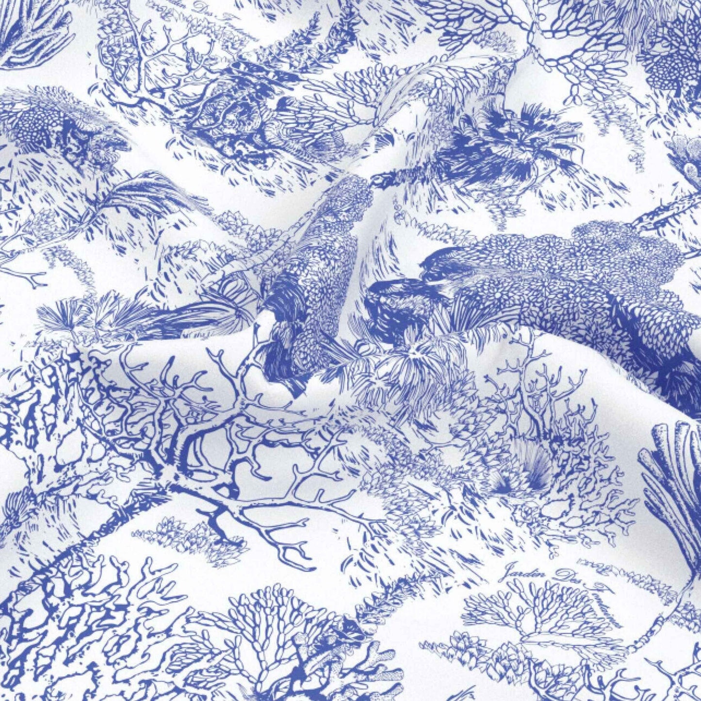 Toile De Jouy Dusty Blue Silky Scarf (60cm)