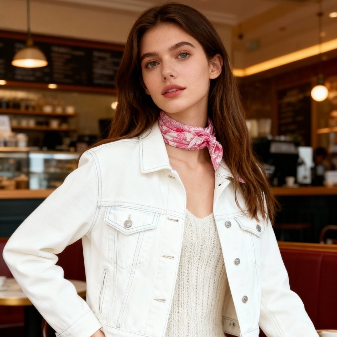 Toile De Jouy Pink Silky Scarf (60cm)