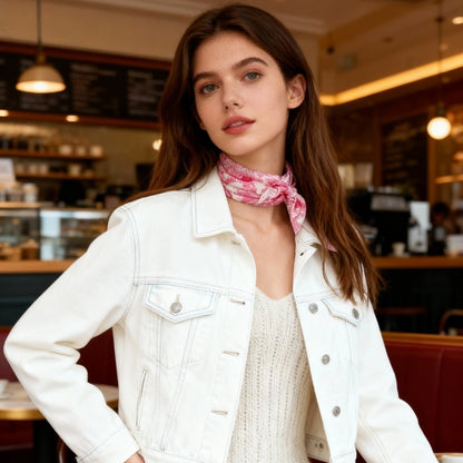 Toile De Jouy Pink Silky Scarf (60cm)