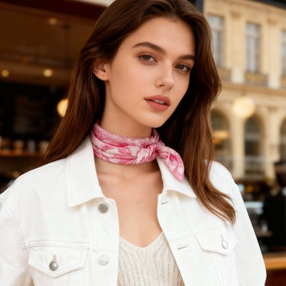 Toile De Jouy Pink Silky Scarf (60cm)