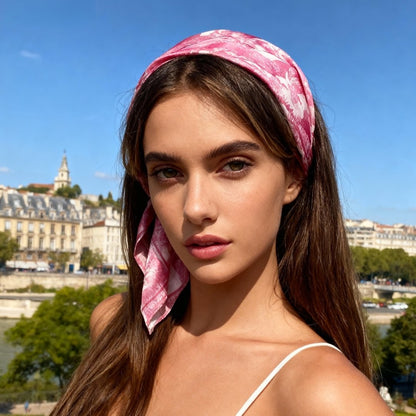 Toile De Jouy Pink Silky Scarf (60cm)