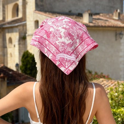 Toile De Jouy Pink Silky Scarf (60cm)