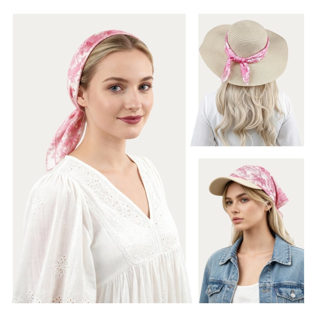 Toile De Jouy Pink Silky Scarf (60cm)