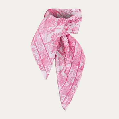 Toile De Jouy Pink Silky Scarf (60cm)