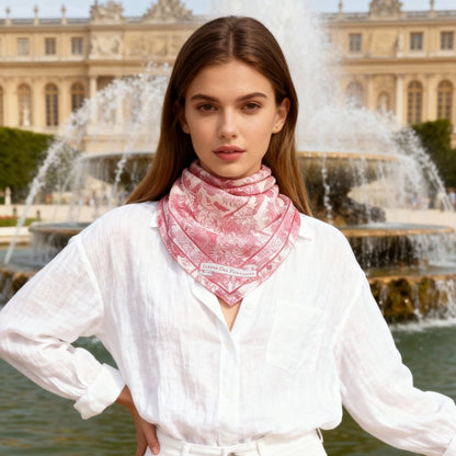 Toile De Jouy Pink Silky Scarf (60cm)