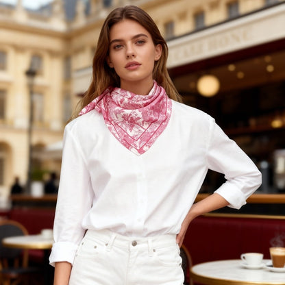 Toile De Jouy Pink Silky Scarf (60cm)