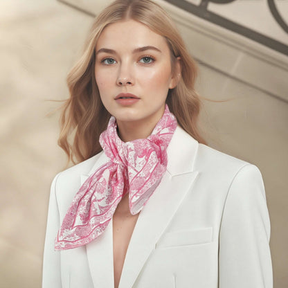 Toile De Jouy Pink Silky Scarf (60cm)