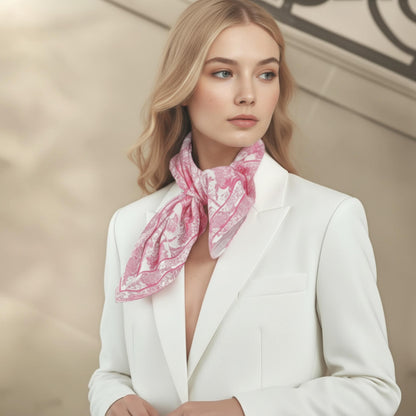 Toile De Jouy Pink Silky Scarf (60cm)