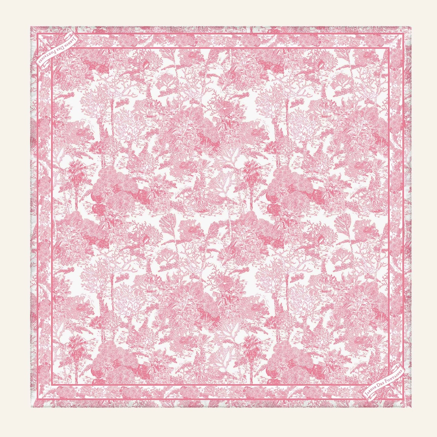 Toile De Jouy Pink Silky Scarf (60cm)