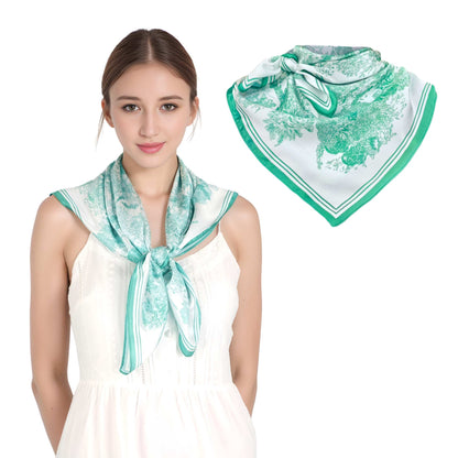 Toile De Jouy Mint Green Silky Scarf (90cm)