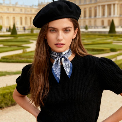 Toile De Jouy Dusty Blue Twilly Silky Scarf (105cm)