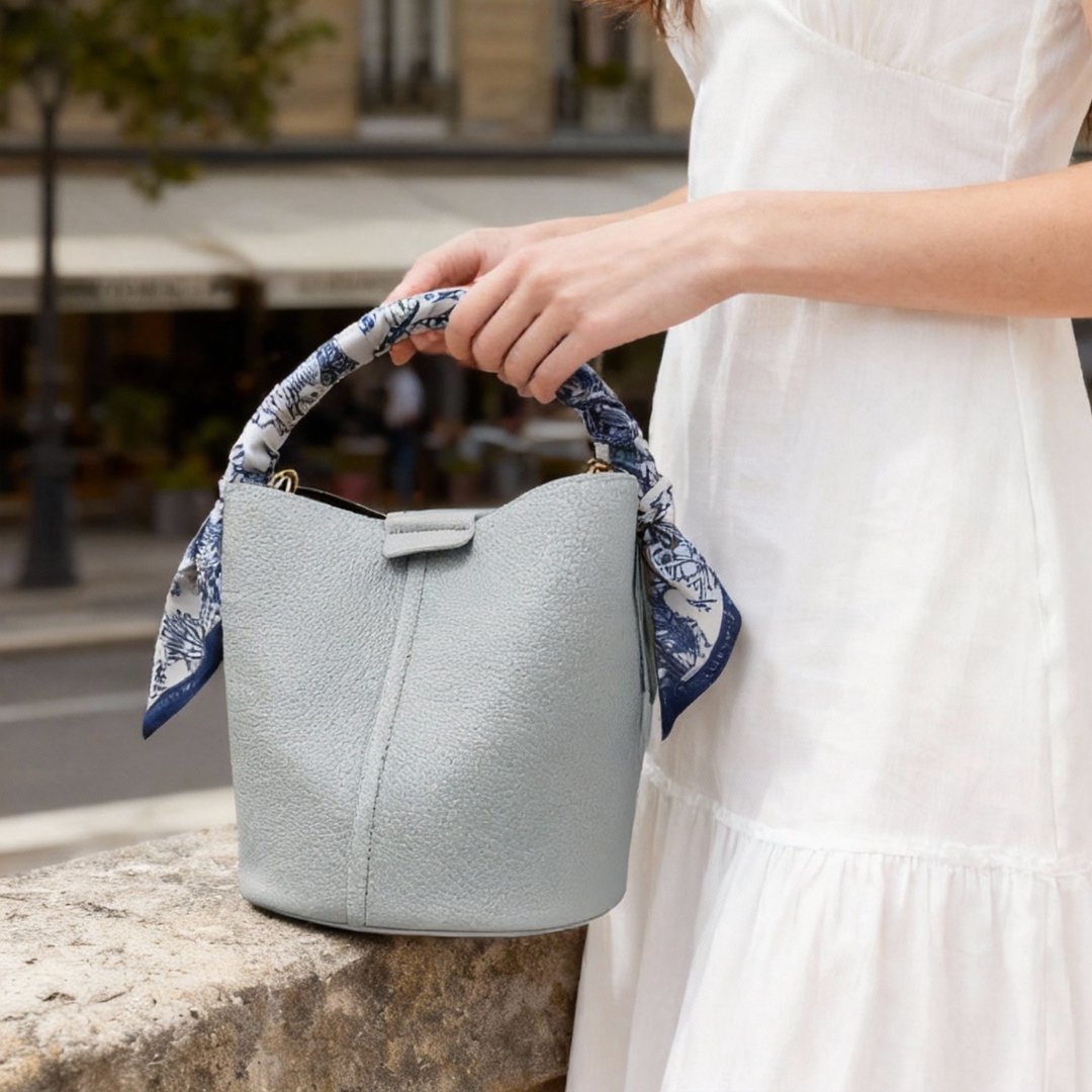 Toile De Jouy Dusty Blue Twilly Silky Scarf (105cm)