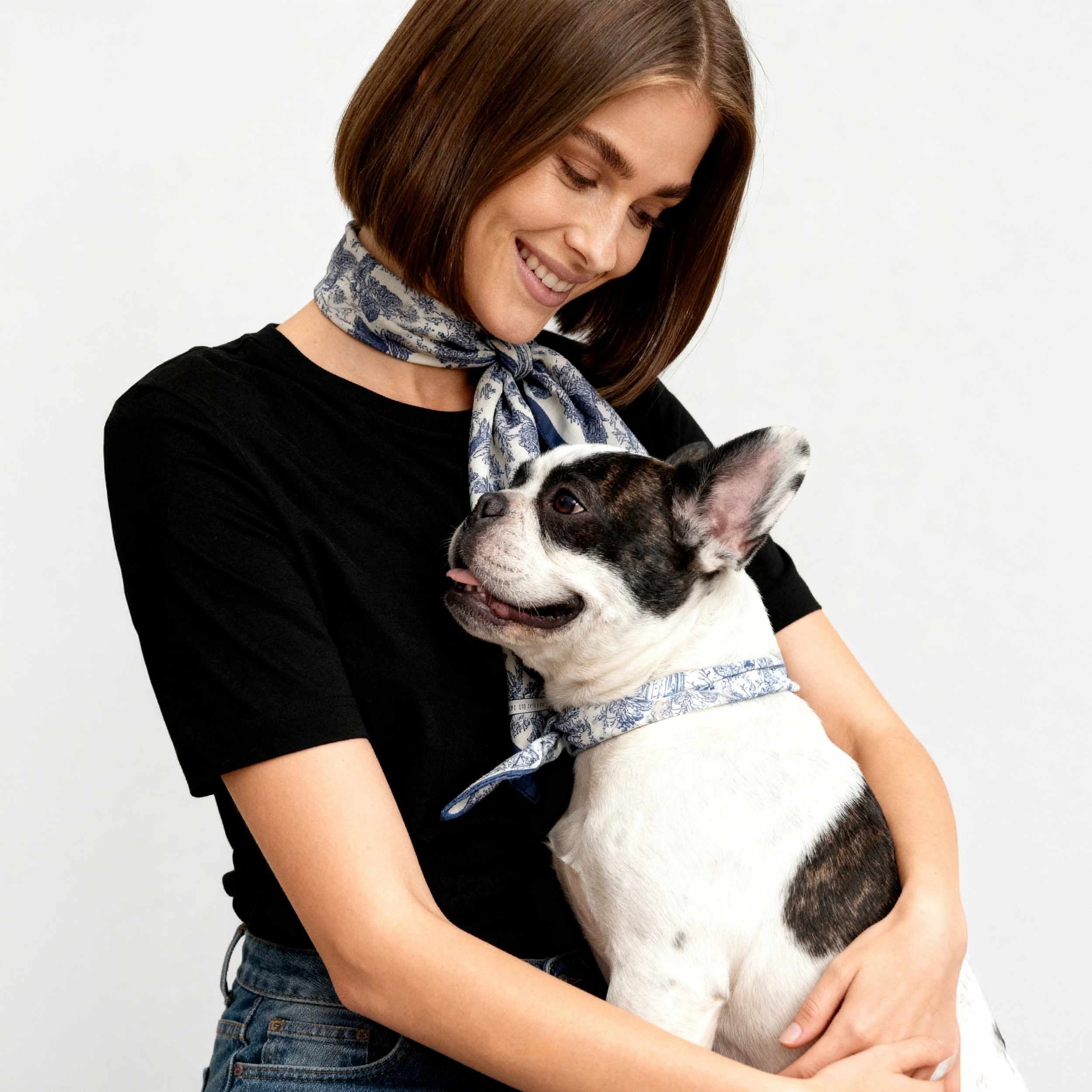 Twinning Outfits | Toile De Jouy Dusty Blue Silky Scarf