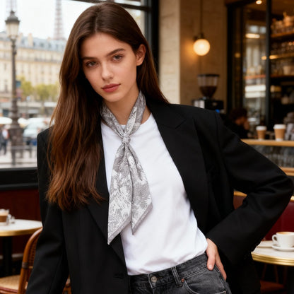 Toile De Jouy Pinkish Gray Twilly Silky Scarf (105cm)