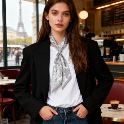 Toile De Jouy Pinkish Gray Twilly Silky Scarf (105cm)