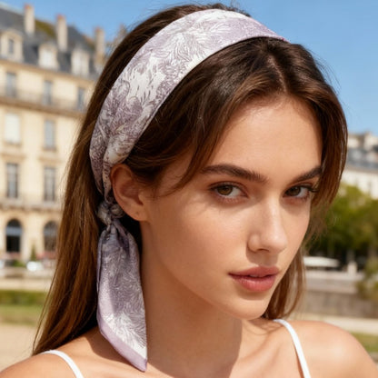 Toile De Jouy Pinkish Gray Twilly Silky Scarf (105cm)