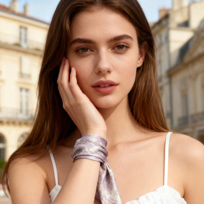 Toile De Jouy Pinkish Gray Twilly Silky Scarf (105cm)