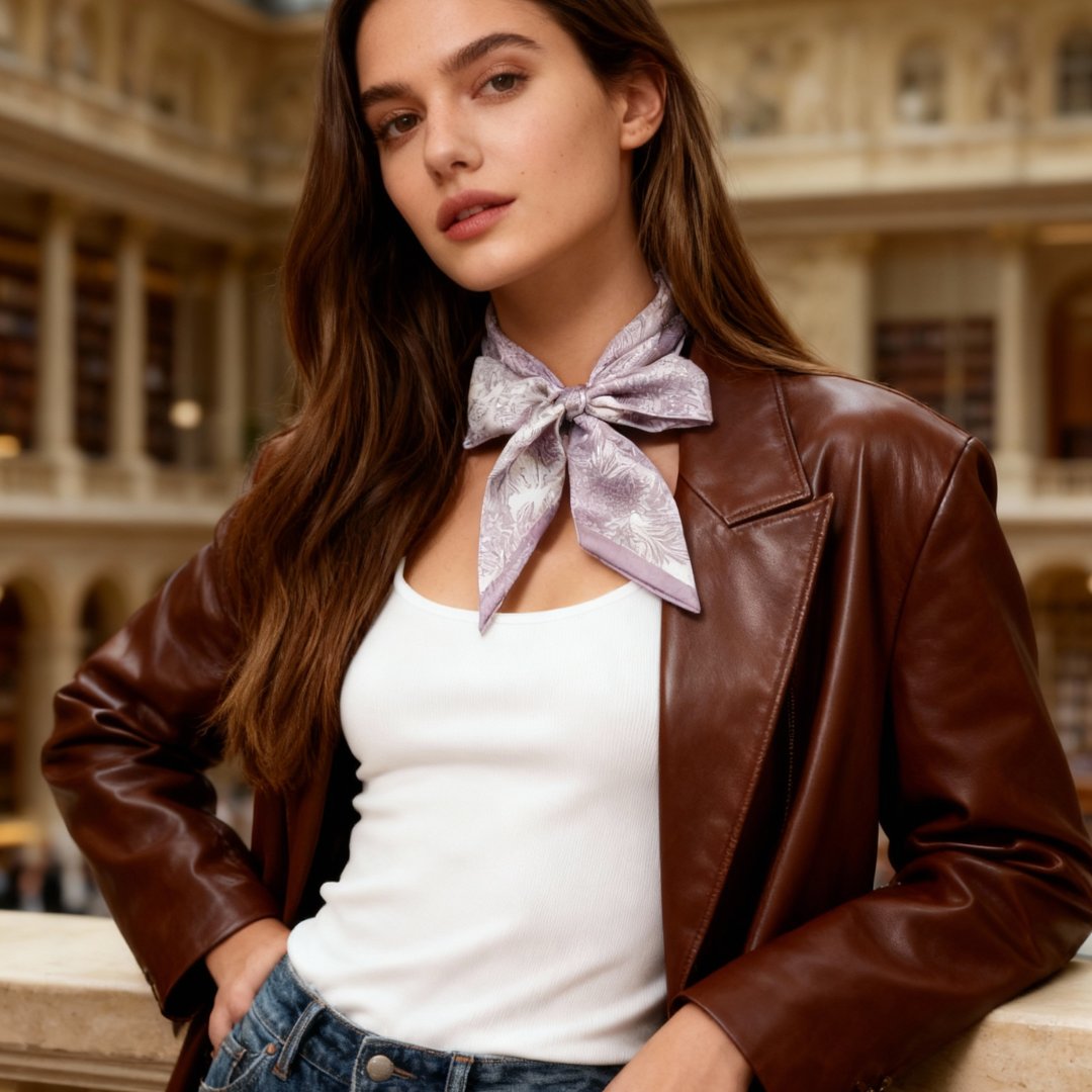 Toile De Jouy Pinkish Gray Twilly Silky Scarf (105cm)