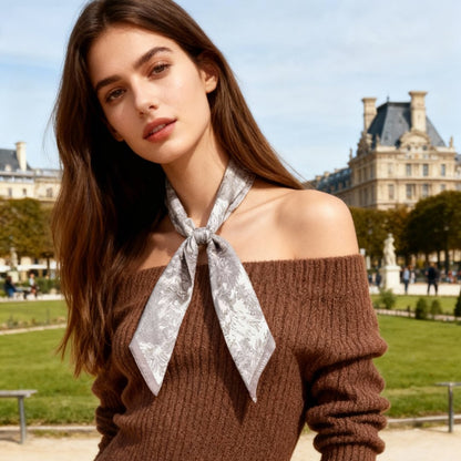 Toile De Jouy Pinkish Gray Twilly Silky Scarf (105cm)