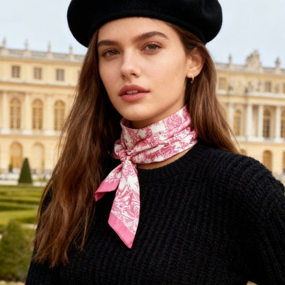 Toile De Jouy Pink Twilly Silky Scarf (105cm)
