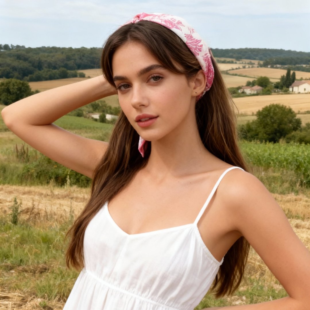 Toile De Jouy Pink Twilly Silky Scarf (105cm)