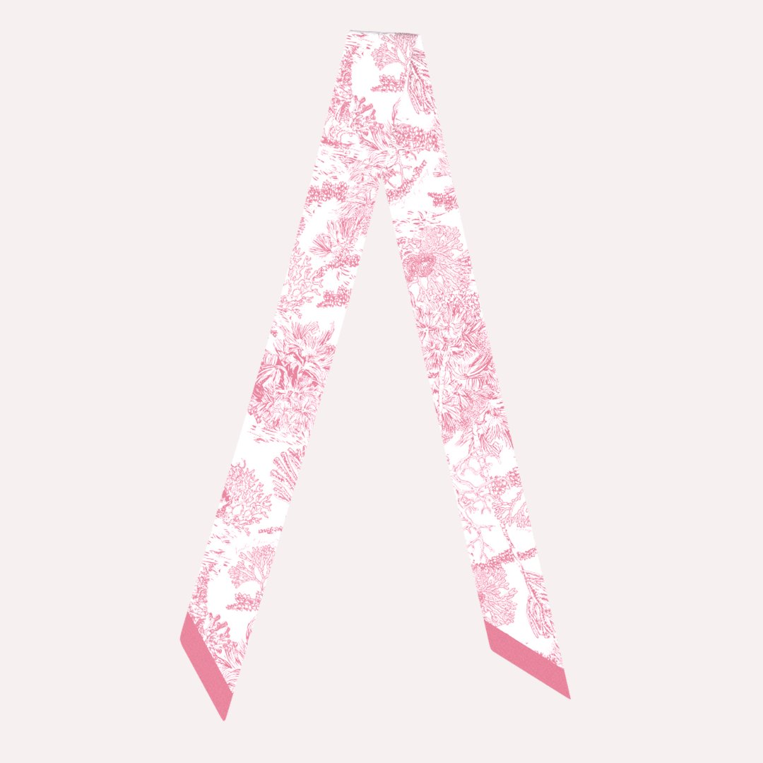 Toile De Jouy Pink Twilly Silky Scarf (105cm)