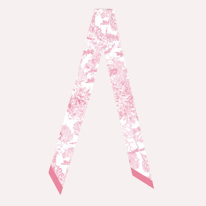 Toile De Jouy Pink Twilly Silky Scarf (105cm)