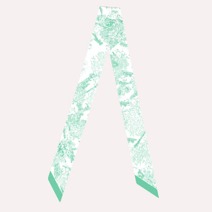 Toile De Jouy Mint Green Twilly Silky Scarf (105cm)