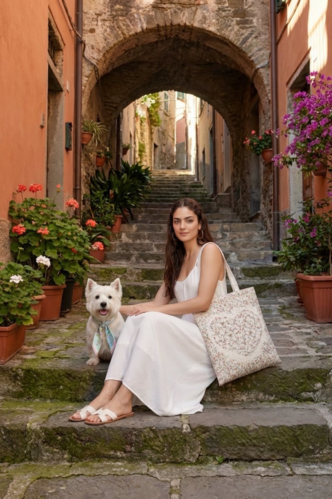 Pet & Owner Twinning Outfits  | Venus Garden of Love Scarf & Tote Bag Set