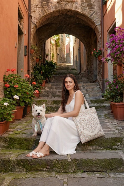 Pet & Owner Twinning Outfits  | Venus Garden of Love Scarf & Tote Bag Set