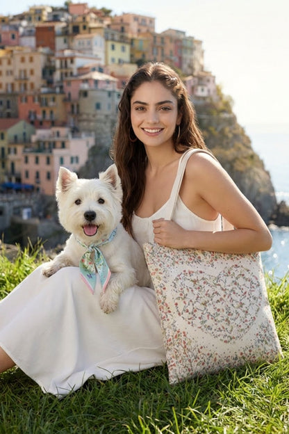 Pet & Owner Twinning Outfits  | Venus Garden of Love Scarf & Tote Bag Set