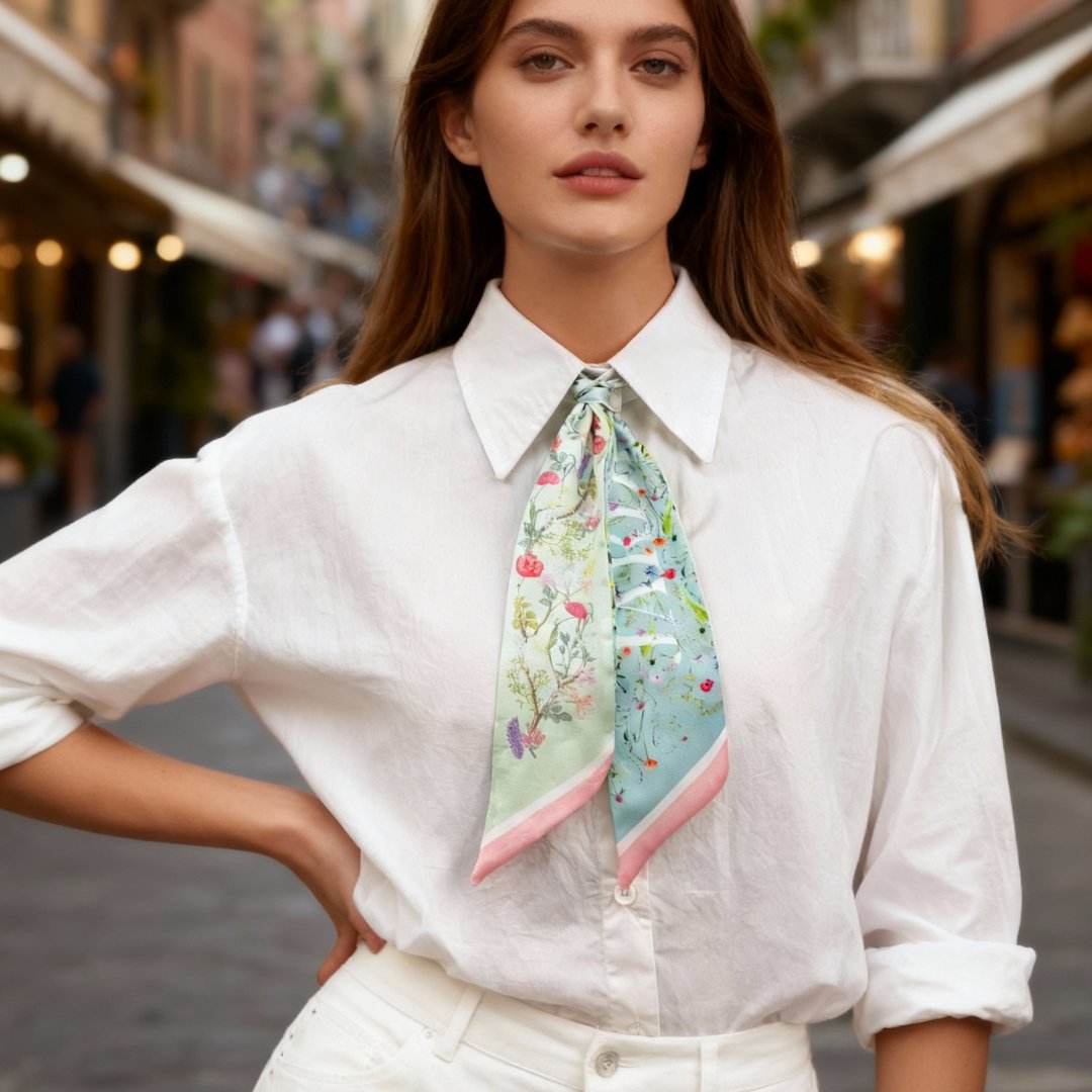 Venus Garden of Love Blue Twilly Silky Scarf (105cm)