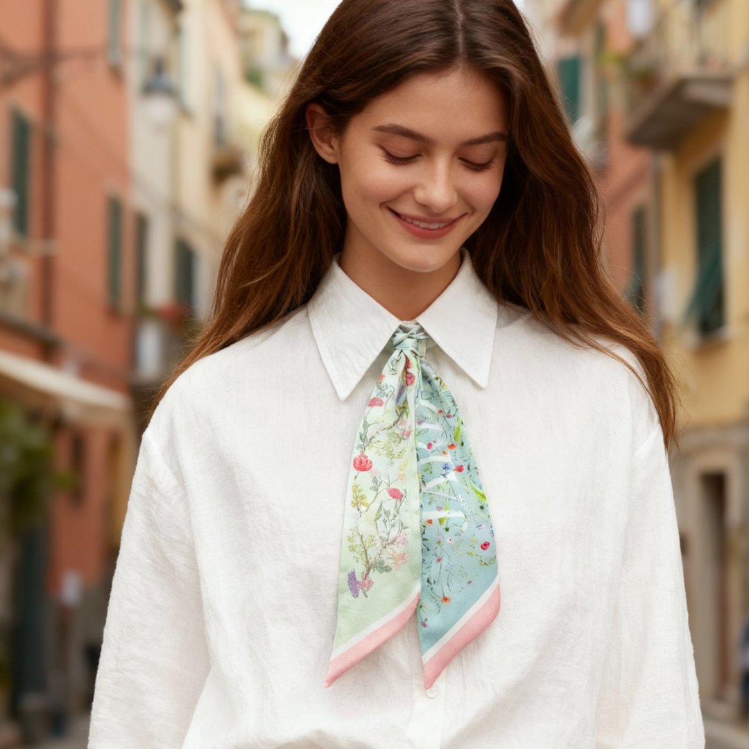 Venus Garden of Love Blue Twilly Silky Scarf (105cm)