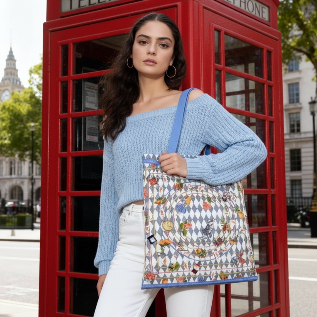 Wonderful Adventure Dream Blue Argyle Tote Bag