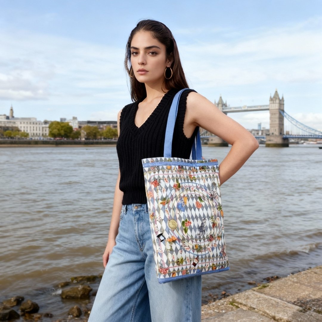 Wonderful Adventure Dream Blue Argyle Tote Bag