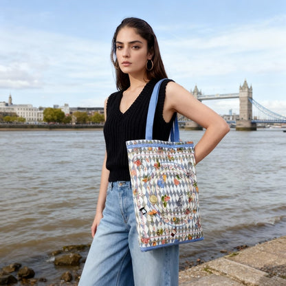 Wonderful Adventure Dream Blue Argyle Tote Bag