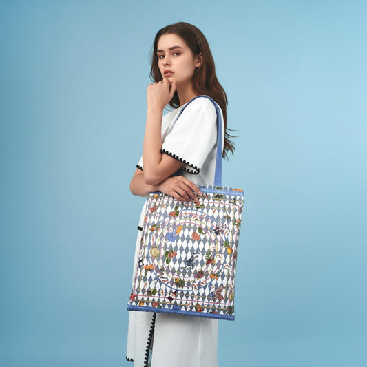 Wonderful Adventure Dream Blue Argyle Tote Bag