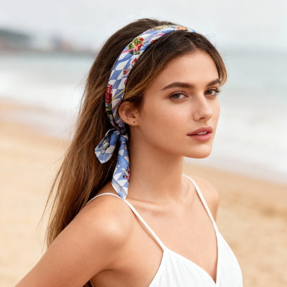 Wonderful Adventure Dream Gray Argyle Silky Scarf (60cm)